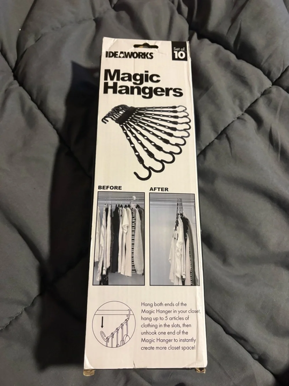 IDEAWORKS Magic Hangers - Black Space-Saving Closet Organizer (Set of 10)